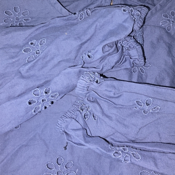 American Eagle AE Cotton Floral Eyelit Embroidered Cropped Top Blue Size M - Picture 8 of 10